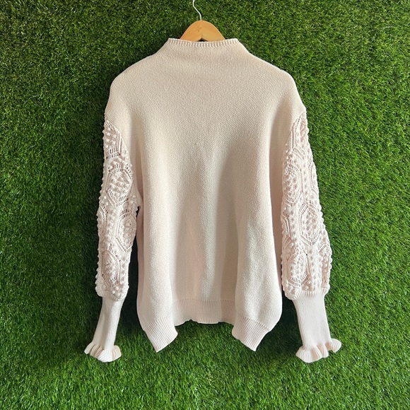 SHEIN Cream Statement Sleeve Mock Neck Sweater - Picture 2 of 6